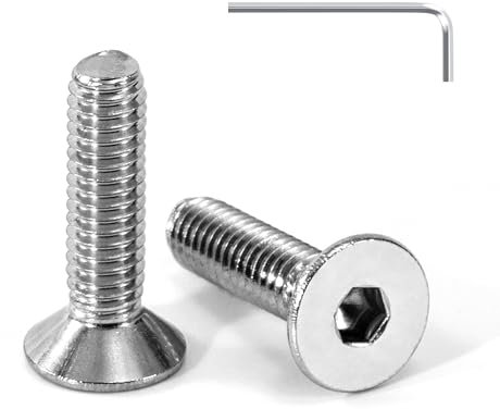 Tunejoy Viti a Testa Svasata M4 x 16 mm Vite a testa svasata Brugola Bulloni in Acciaio Inox A2 V2A Viti a Testa Piatta Norma DIN 7991 con Chiavi a Esagono Filettatura Completa 20 pezzi