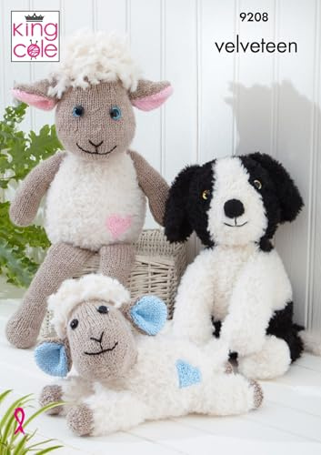 King Cole Knitting Pattern Toys Sheep & Collie Dog Soft Stuffed Toy (9208)