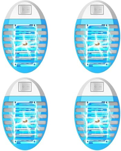 LOFFU Lot de 4 lampes anti-moustiques électriques avec LED UV, piège à insectes pour intérieur salle à manger, cuisine, chambre