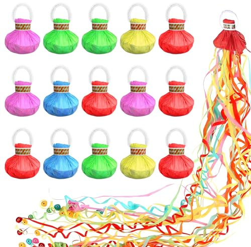 XTUDOU® 15 Stück Wurf Luftschlangen, Handwurf Luftschlangen, Party Bombe Luftschlangen für Party Hochzeit, Weihnachten, Geburtstag, Abschlussfeiern, Shows