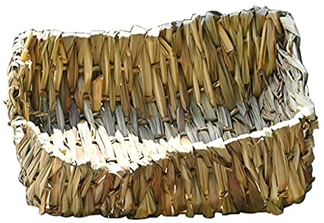 YPREWY Chinchillas Woven Gras Bed for Chinchillas, Meerschweinchen, Kaninchen, Kauspielzeug, schützt empfindliche Füße, Mehrzweckspielzeug, Spielzeughütte