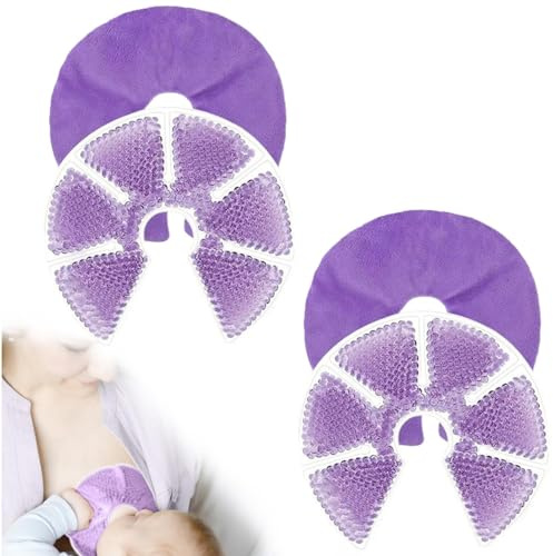 Groß Kühlpads brust, Kalt warm kompresse brust, Wiederverwendbar Kühlkissen, Kühlkissen Brust Brustkompressen Stillzubehör oder nach Brust OP Brüste kühlen,Kühlpads mit Weicher Stoff Fleece(Lila) 2pc