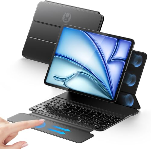 HOU Keyboard Case for iPad Air 11 M4/M3/M2, Air 5th/4th Gen & Pro 11 4th/3rd/2nd/1st generation, Ultra Slim Folio with Full-area Touchpad,Stylus Holder,Lens Protection, Ideal for Work & Travel