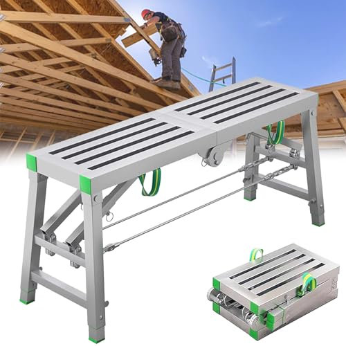 TYHAYJYK Andamio Plegable portátil de Altura Ajustable, Plataforma de Trabajo Multiusos, Carga máxima de 440 kg, para Limpieza de vehículos recreativos, Pared de Pintura Alta, moldura, 180