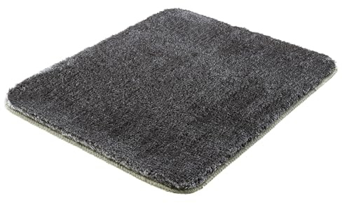 Kleine Wolke Badteppich Ricco Schiefer 50 x 60 cm | OEKO-TEX zertifiziert, rutschhemmende Unterseite, für Fußbodenheizung, maschinenwaschbar, 100% Polyester