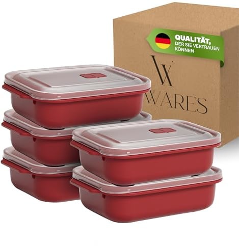 Viwares Lunchbox 1300 ml – 5-teiliges Frischhaltedosen Set – BPA-frei | mikrowellengeeignet & auslaufsicher – stapelbar – ideal für Meal Prep – Büro – Schule & gesunde Ernährung