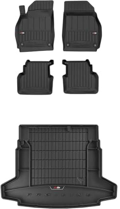 FROGUM ProLine 3D EIN Satz Gummimatten Exklusiven Auto Fußmatten und Kofferraumwanne Kofferraummatte mit Logo für Saab 9-3 II 2002-2011| Die höchsten Kanten