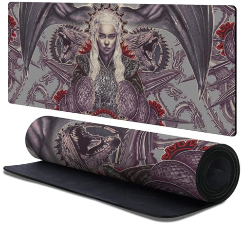 Head Case Designs Offizielle HBO Game of Thrones Daenerys Targaryen Grafik Kunst 37.4 x 15.75 x 0.16 inches (900 x 400 mm) - XL Gaming-Schreibtisch PC-Tastatur Mauspad