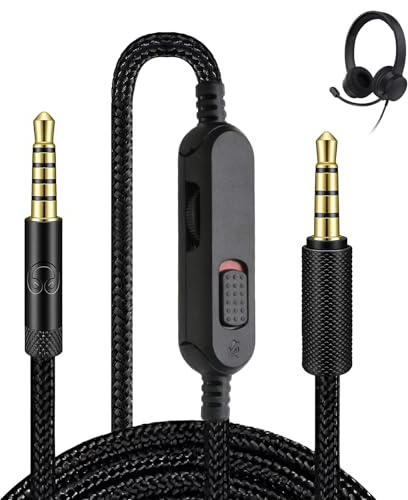 Câble Casque Audio Remplacement Jack 3,5mm pour Logitech G433 G233 G Pro X | avec Micro et Contrôle Volume, Cordon Casque Gaming, Fil Auxiliaire 2M pour PC Console