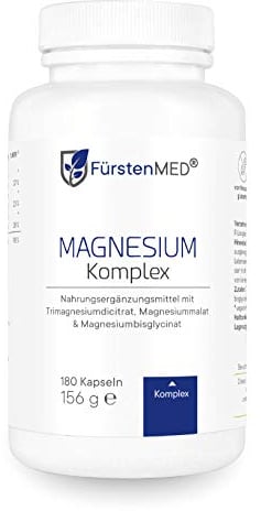 FürstenMED® 180 Magnesium Komplex Kapseln aus Magnesium-Citrat, Magnesium-Malat und Magnesium-Bisglycinat - Hochdosiert, Vegan & Ohne Zusatzstoffe