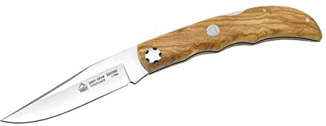 PUMA Taschenmesser JAEN Olive Stahl 1.4116 Back Lock Olivenholzgriffschalen Emblem Messer, blau, M