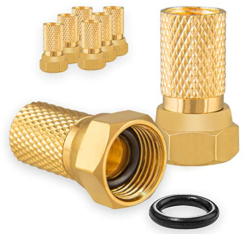 HB-DIGITAL 8x Koaxialkabel F-stecker Sat Kabel Schraubbar für Fernsehkabel Antennenkabel Satelliten Kabel 7,2mm mit Gummidichtung - Vergoldet