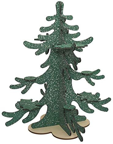 Drechslerei Kuhnert Winterbaum für Mini-Eulen - 42 cm, Grün, Halloween, Winter, Baumschmuck