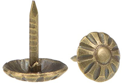 sourcing map Clavos de tapicería de 8 mm de diámetro de cabeza antiguos, redondos, pines de empuje, tono bronce, para muebles, sofás, cabeceros, 25 unidades