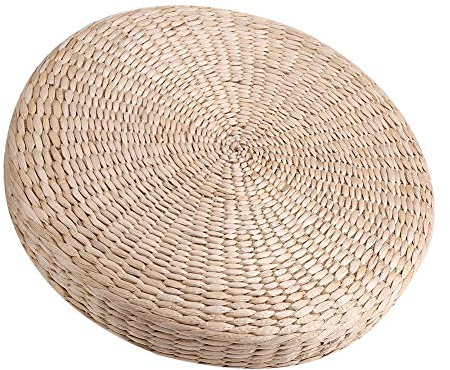 MAGT Bodenkissen, 40cm Rund Tatami Sitzkissen Weiche Bequem Meditationskissen Stroh Yogakissen Sitzpuff Tatami Matte