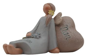 Feather & Grace Decorative Angel Figurine for Nan with Stone Resin with Love You Message | Decoration for Living Room, Bookshelf, Desk | Gift for family Occasion & Mother's day | Multicolor One Size