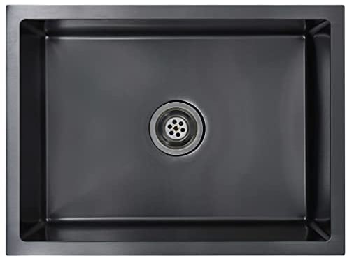 vidaXL Fregadero Hecho a Mano Pila Lavabo Comedor Cocina Alberca Servicio Grifo Lavar Olla Platos Integrado Acero Inoxidable Negro