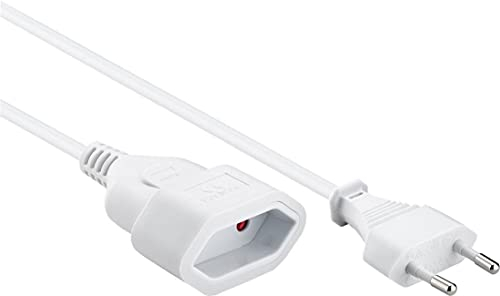 PremiumCord Câble d'extension KPSM5W 5m, Rallonge Euro avec fiche et prise, câble d'alimentation pour 230V, couleur blanche