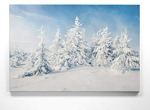Traumhafte Winterbilder im Groß-Format 120x80cm, Schneebedeckt - als großes XXL Leinwandbild. Wandbild als Hintergrund und Deko für Wohnzimmer & Schlafzimmer. Aufgespannt auf Holzrahmen