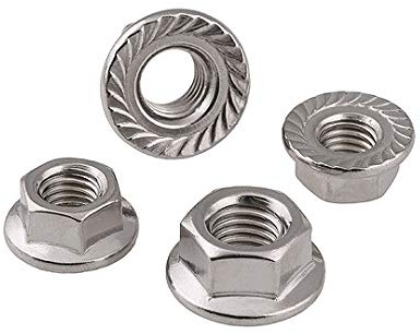 BOZONLI M6(6mm) Acciaio Inox Seghettata Esagonale Flangia Dadi Controdadi