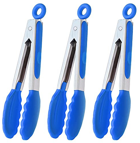 HINMAY Lot de 3 petites pinces avec embouts en silicone 17,8 cm (Bleu)