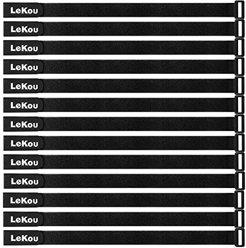 Lekou Klettverschluss 45cm Klettverschluss befestigen Mehrzweck-Kabelbinder Wiederverwendbarer Riemen mit 5 Reihen Lötschnüren Schwarz