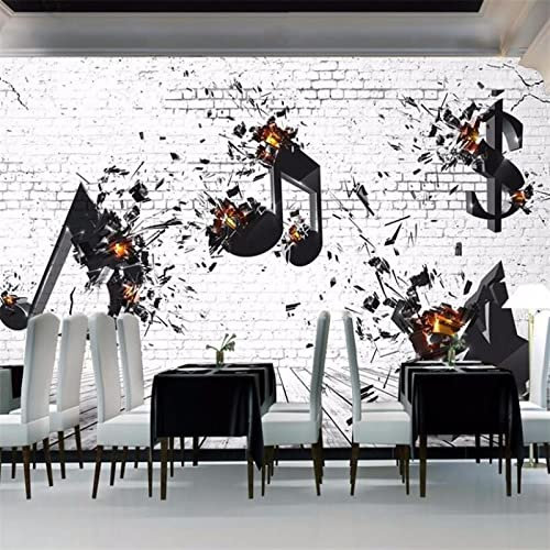 XTSWallpaper Fototapete 3D Effekt 360X250Cm Musik Graffiti Muster Tapete Modern Vlies Hintergrundbild Fotografie Wandbilder Riesiges Bild Wohnzimmer Schlafzimmer Kinderzimmer Dekoration