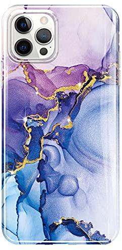 luolnh Gold Glitter Sparkle Case Compatible with iPhone 13 Pro Case Marble Design Shockproof Slim Soft Silicone TPU Bumper Cover Phone Case for iPhone 13 Pro 6.1 Inch 2021(Blue/Purple)
