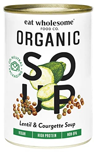 Eat Wholesome Organic Lentil & Courgette Soup, 400g (Pack of 12) - 100% Natural Ingredients, No Added Sugar, Ready in 5 Minutes, Vegan