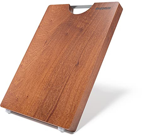 Brosisincorp Sapele Wood Cutting Board One Piece No Glue 14.96 L*11.02 W | Real Solid Whole Single Hardwood, Pre-Oiled Non Toxic No Joint, Reversible Heavy Duty Thick, Edge Grain Without Juice Grooves