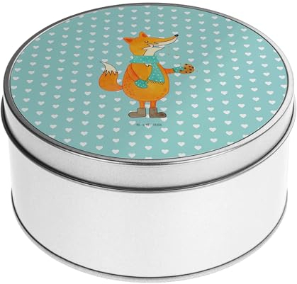 Mr. & Mrs. Panda Blechdose rund Fuchs Keks - Geschenk, Kekse, Weihnachtsvorbereitungen, Winter, Vorratsdose, Plätzchen, Metallkiste, Metallbox,