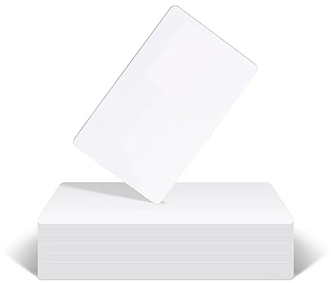 Bgieaug Premium Blank PVC Cards - CR80 30 Mil Graphic Quality White Plastic Cards for Photo ID Badge Printers - Waterproof and Double Sided Printing, NOT NFC Cards (100 Pack)