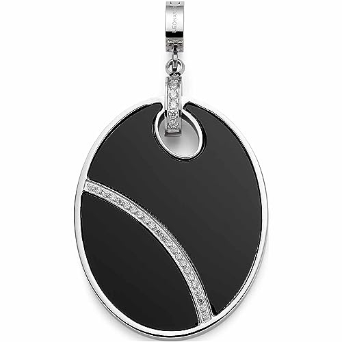 JEWELS BY LEONARDO Anhänger Clip & Mix Cloela • Ketten-Anhänger aus silberfarbenem Edelstahl • ovaler Charm aus Onyx und Zirkonia-Steinchen • Clip M (4,8 mm Ø) • Schmuck Geschenk für Frauen • 023260