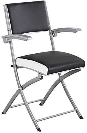 Moderne Prime Métal Cuir PU Rembourré avec Accoudoir avec Cadre en Acier Chaise Pliante pour Salon Cuisine Chaise De Bureau Chaise De Salle à Manger-avec accoudoirs 42x40x95cm(17x16x37inch)