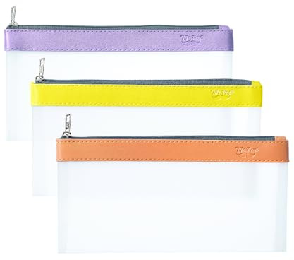 Mr. Pen Transparentes Federmäppchen, 21,6 x 10,8 cm, 3 Stück, strapazierfähiges TPU-Material, mittelgroß, wasserabweisend, mit glattem Reißverschluss, Mehrzweck-Tasche für Schreibwaren, Schule, Büro