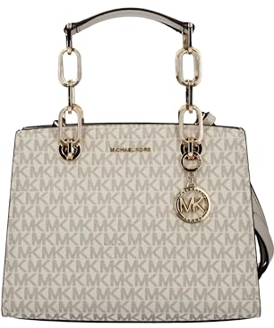 MICHAEL KORS Satchel Cynthia kleine Tasche mit Logos und goldener Kette, Farbe: Vanille, vanille, Small