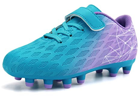 JABASIC Scarpe da Calcio Bambini F/G Calcio Tacchetti Ragazzi Ragazze Atletico Scarpe(Mint Purple,31)