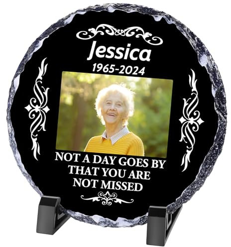 Placa conmemorativa personalizable, marco de pizarra con texto fotográfico, regalos conmemorativos personalizados para la pérdida de un ser querido, decoraciones de cementerio para tumba