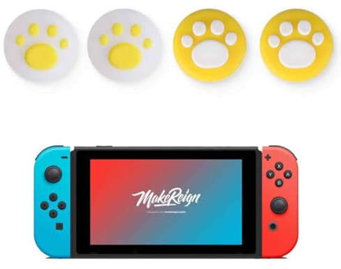 AIYVELU Set di 4 pezzi di tappi per pollice in silicone, protezione per joystick Kawaii Sakura, set di tappi per joystick in silicone, compatibile con Switch/Switch Lite (zampa di gatto)