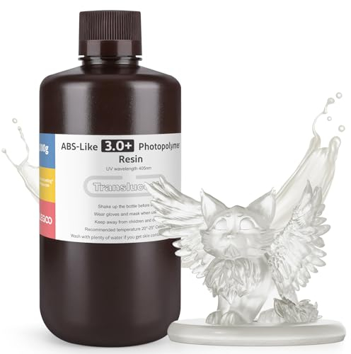 ELEGOO ABS-Like Resin 3.0 Plus, 3D Drucker Resin 405nm Rapid UV-härtendes Photopolymer Harz, Hohe Präzision für LCD 3D Drucker Transluzent 1kg