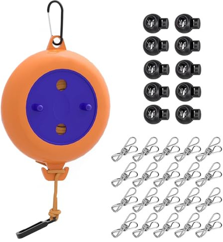 CENPEK Corde à Linge rétractable Portable, Corde à Linge de Camping de Voyage de 10 mètres, Corde à Linge extérieure antidérapante pour Le Camping, la randonnée, l'hôtel, Le Jardin, Le Balcon