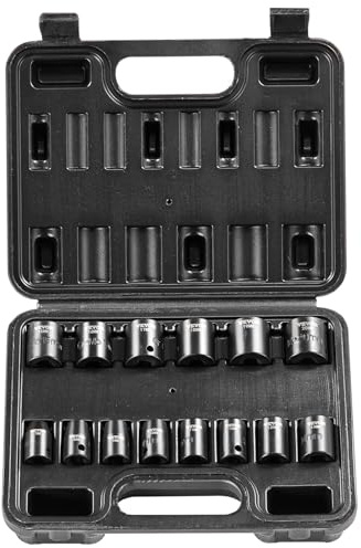 VEVOR Coffret Douilles à Chocs 3/8 pouce Métrique 7-20 mm, Kit pour Clé à Cliquet 14PCs, en Acier Allié Cr-Mo, 6 Pans, Marquages de Taille Faciles à Lire, pour la Réparation Automobile, Atelier