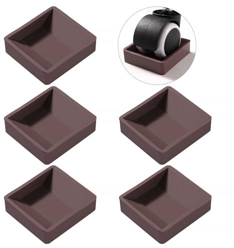 VooGenzek 5 PCS 5.9x6.4 cm Rubber Furniture Caster Pad, Furniture Caster Cups, Rubber Feet Protector Pads, Floor Protectors Bed Sofa Chair Leg Wheel Anti-Slip Pad, for Wheels of Furniture, Brown