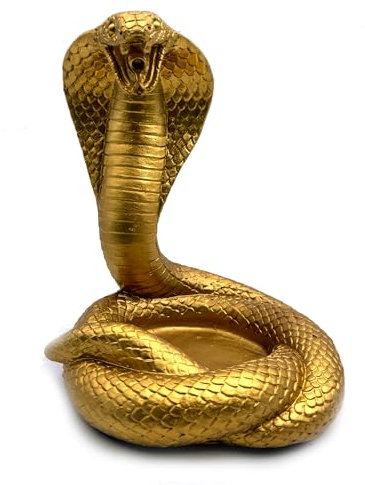 Goldkönig Kobra Schlangenstatue Figur Skulptur Kerzenhalter Tierfigur Sammlerstück Geschenke für Schlangenliebhaber Büro Zuhause Outdoor Dekor