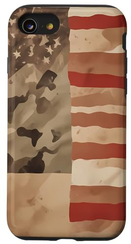 iPhone SE (2020) / 7 / 8 Desert Digital Camo American Flag Military Camouflage Case