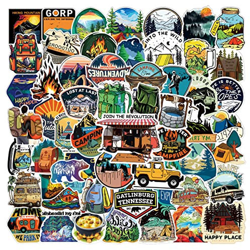 Outdoor Abenteuer Aufkleber Vintage Reise Camping Sticker Set 100 Stücke Niedlich Deko für Auto Laptop Skateboard Fahrrad Moped Motorrad Fahrrad Computer,Geeignet für Erwachsene Kinde