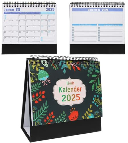 Tischkalender 2025-12 Monate, Kalender 2025 Tischkalender, Flip Stehkalender 2025, Feiertagen und Countdowns, Schreibtischkalender 2025 mit Aufgabenliste Desktop-Kalender