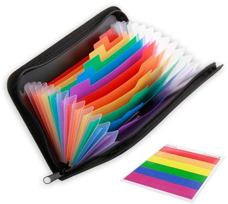 Trieur à Compartiments pour A6, Trieur à Chèque A6/B6 avec Fermeture Éclair et Éttiquettes, Organiseur de Fichiers avec 13 Compartiments, A6 Porte-Documents pour Chèques Factures Reçus Billets