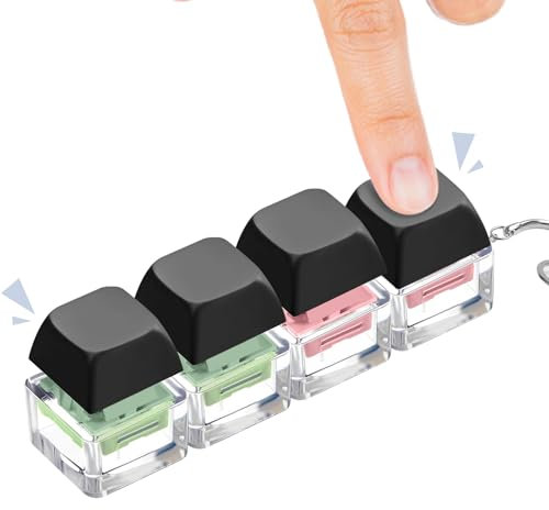 Byhoo Tastatur-Fidget-Spielzeug, leises Fidget-Spielzeug zum Stressabbau, Schlüsselanhänger in 4 Farben, Tastatur-Klicker, leises Fidget-Spielzeug für Bibliothek, Arbeitszimmer und mehr Ruhe, Schwarz