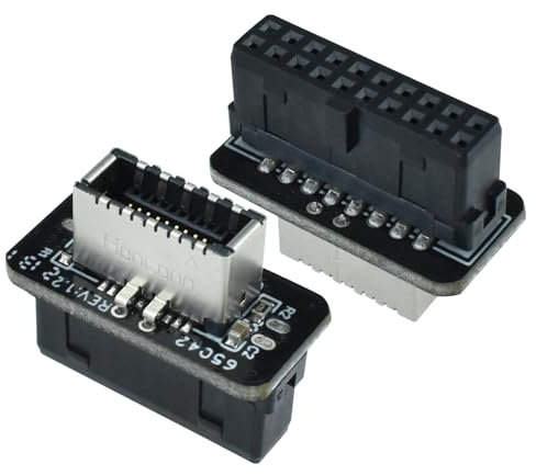 UBANU USB 3.2 Gen 1 to USB 3.2 Gen 2 Header Adapter, Internal Vertical USB Front Panel Adapter for PC Motherboard 19Pin USB 3.0 to Type-E/USB C (2 Pcs)